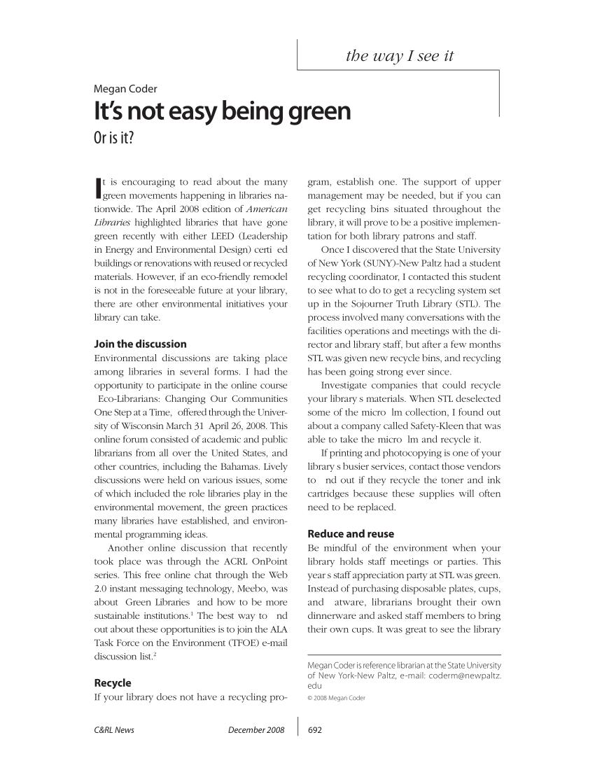 It's Not Easy Being Green - Issuu