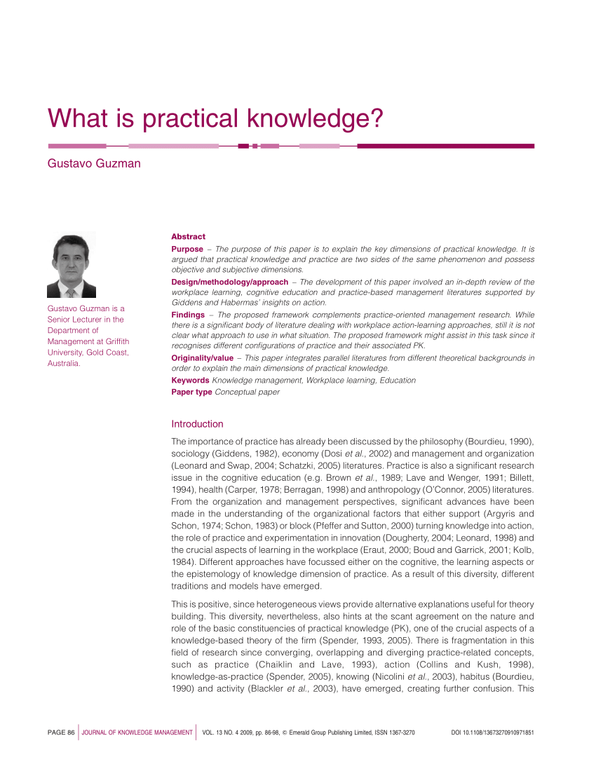 essay about practical knowledge