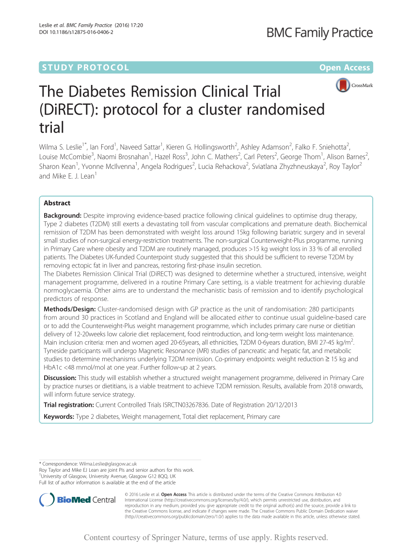 Remission Evaluation of a Metabolic Intervention in Type 2 Diabetes With Forxiga