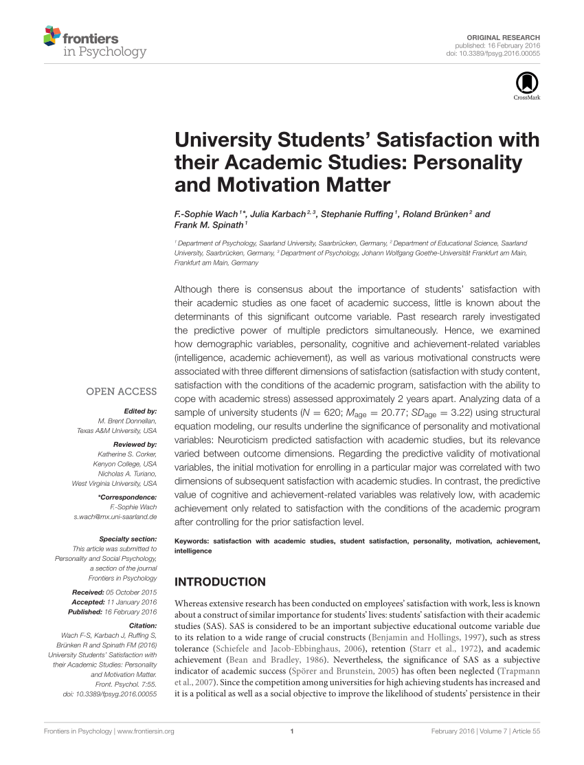 research paper on student satisfaction