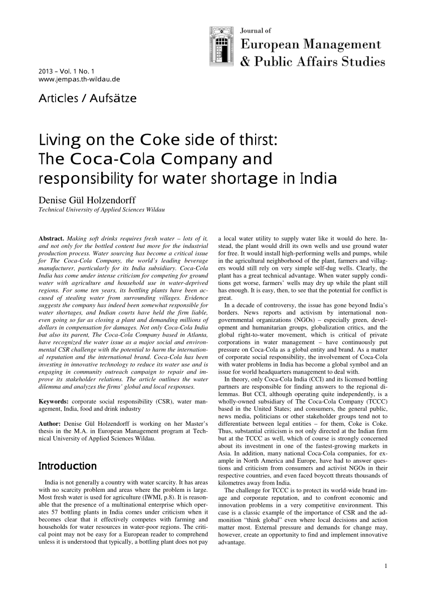 coca cola water use in india case study