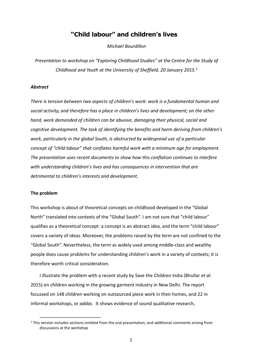 essay on child labour in 200 words pdf