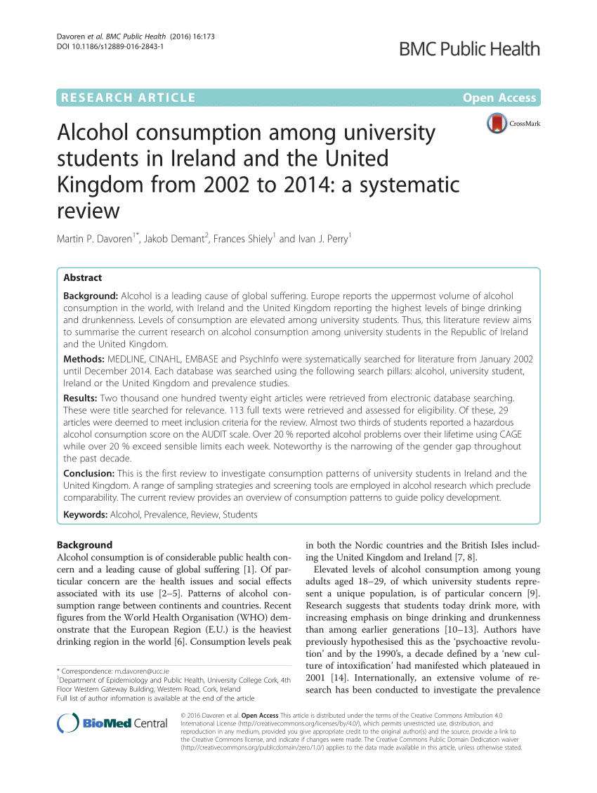 research design about alcohol consumption