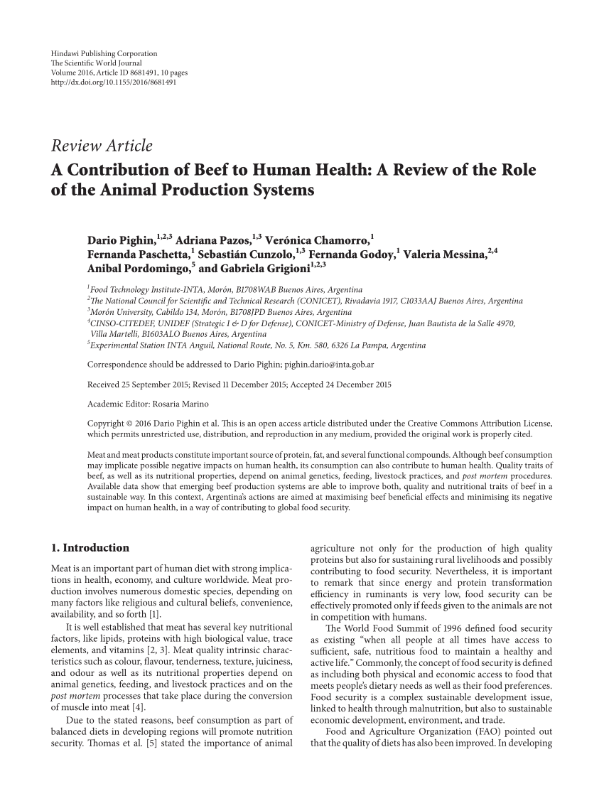 PDF) A Contribution of Beef to Human Health: A Review of the Role of the  Animal Production Systems