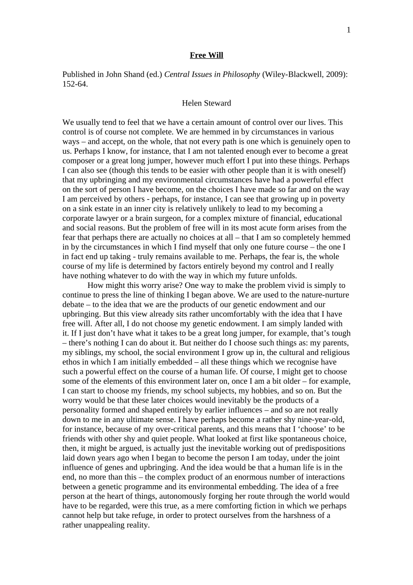 research paper on free will