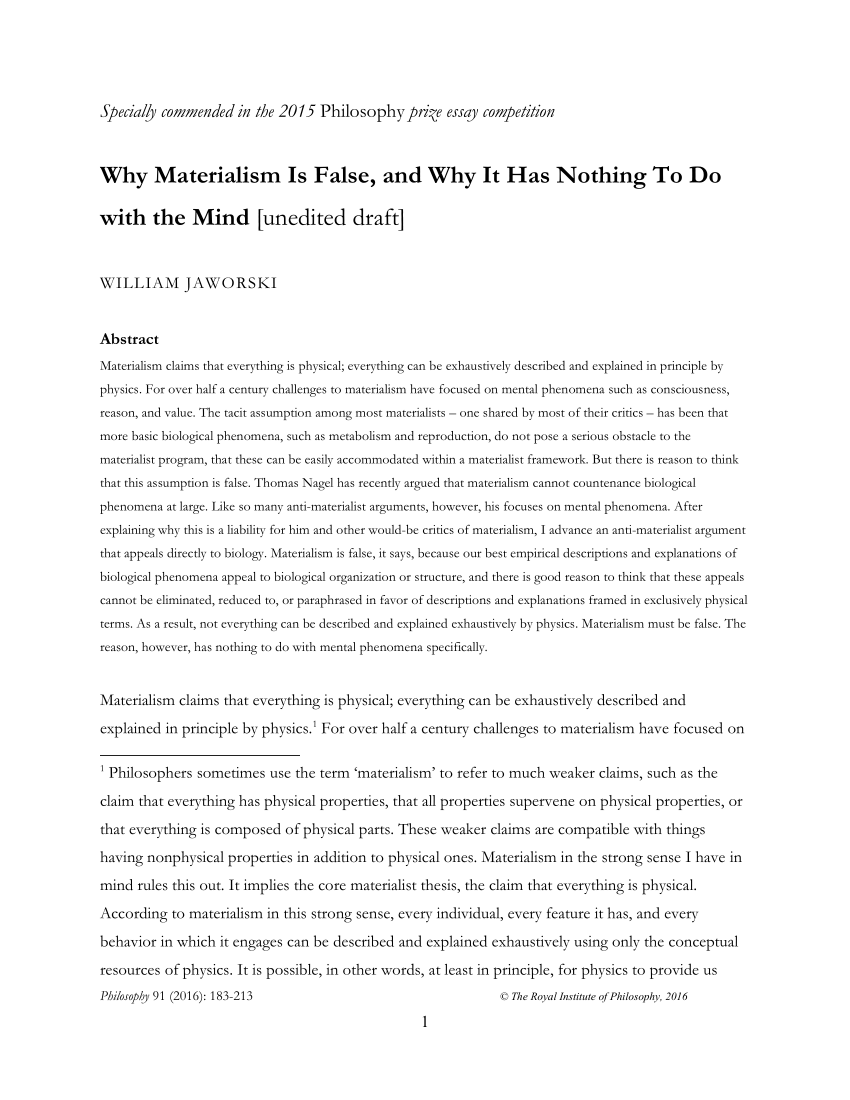 materialism in today's society essay