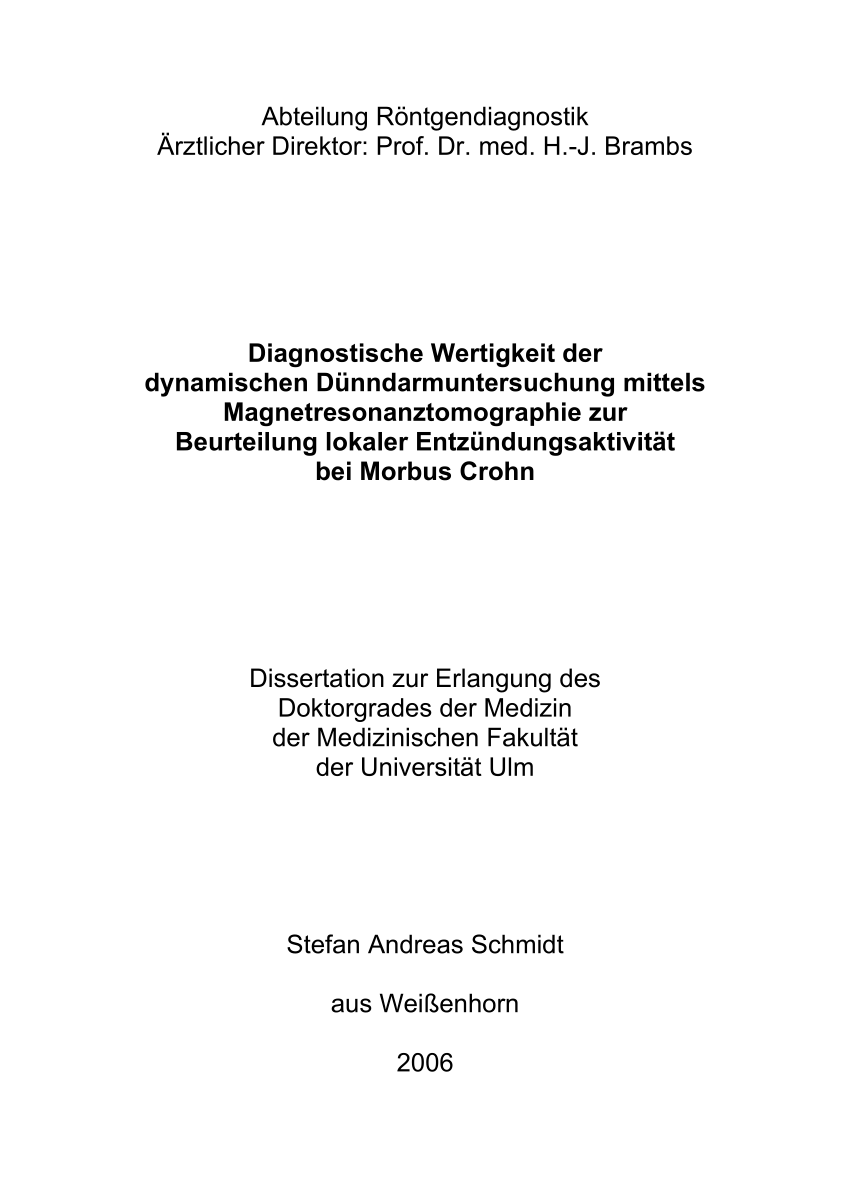 PDF) Diagnostische Wertigkeit der dynamischen Dnndarmuntersuchung ...