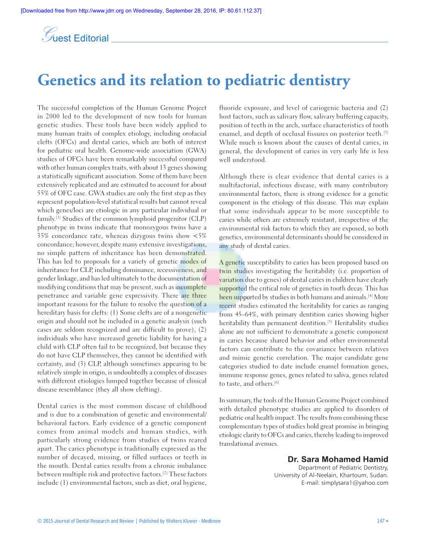 pediatric dentistry research articles