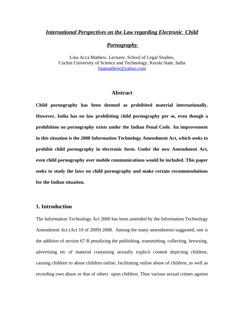 PDF) “International Perspectives on the law regarding Child Pornography”