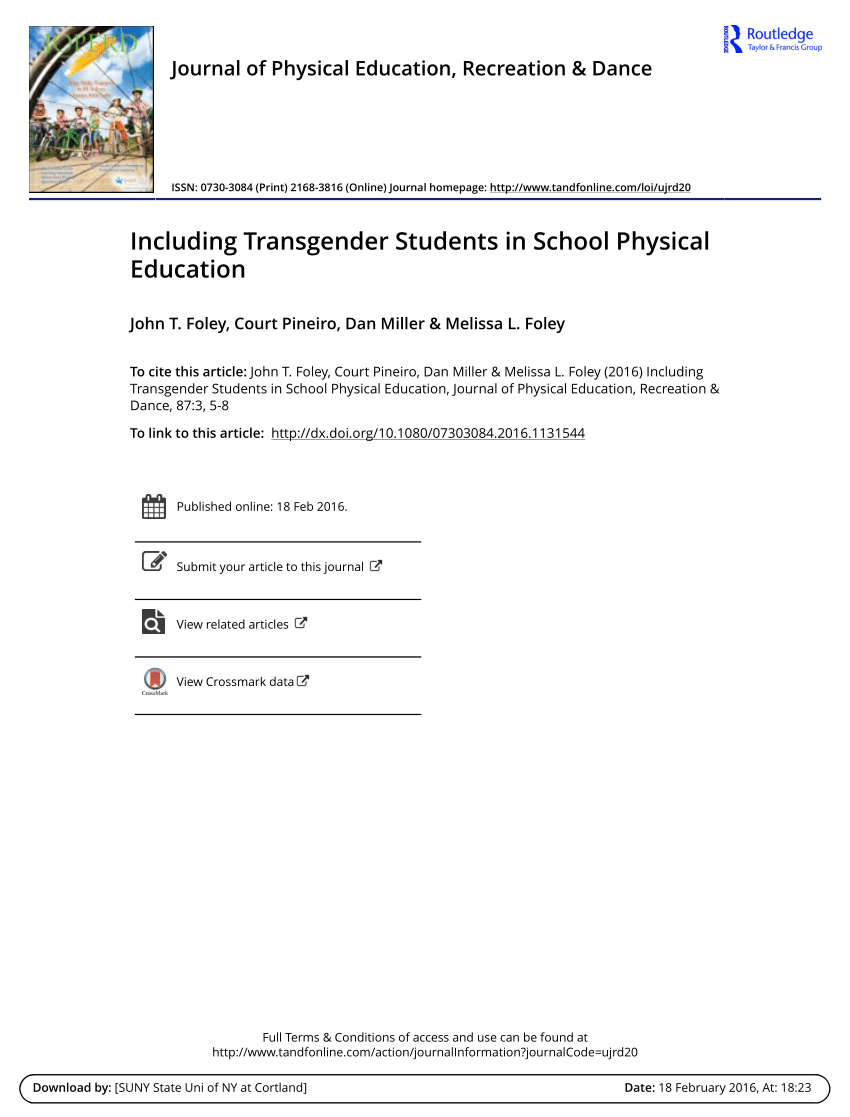 Pdf Including Transgender Students In School Physical Education