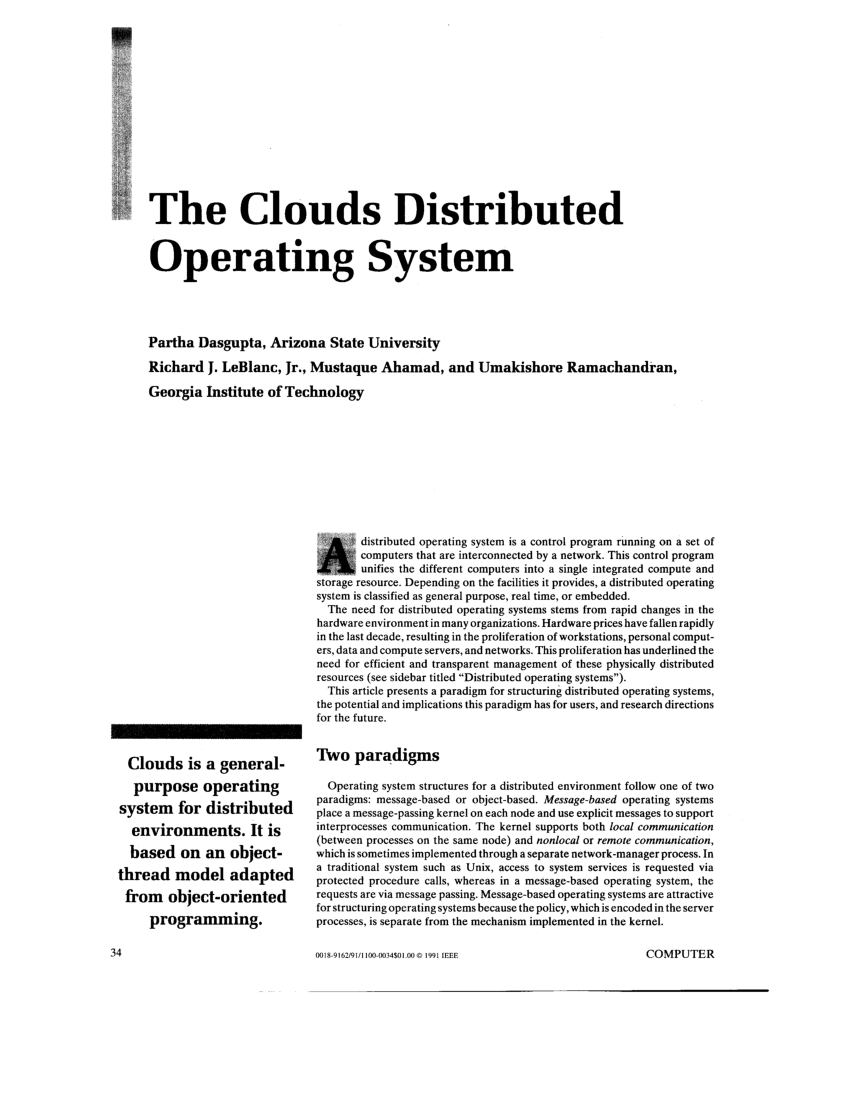 distributed operating systems research paper