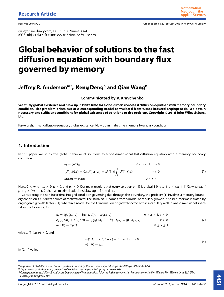Pdf Global Behavior Of Solutions To The Fast Diffusion Equation With Boundary Flux Governed By Memory