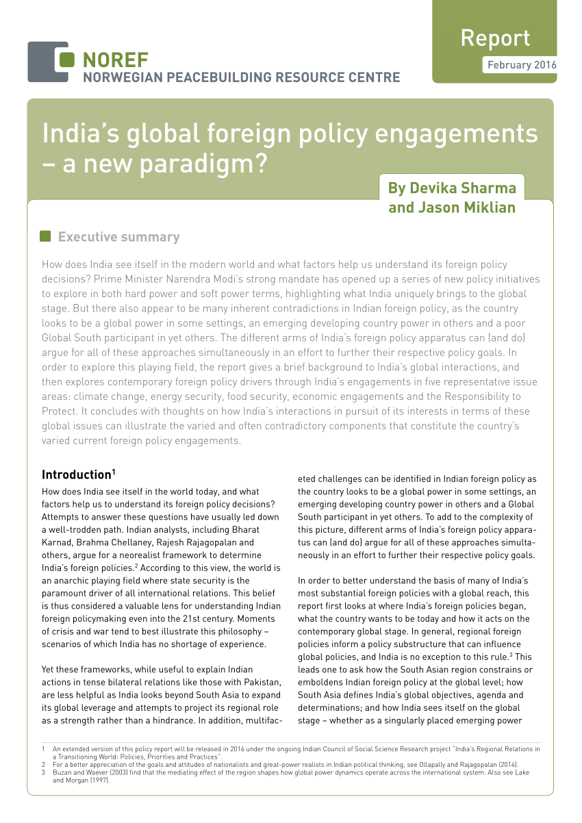 research paper on indian foreign policy