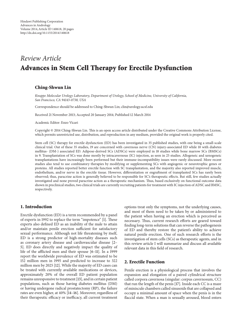 PDF STEM CELL THERAPY FOR ERECTILE DYSFUNCTION