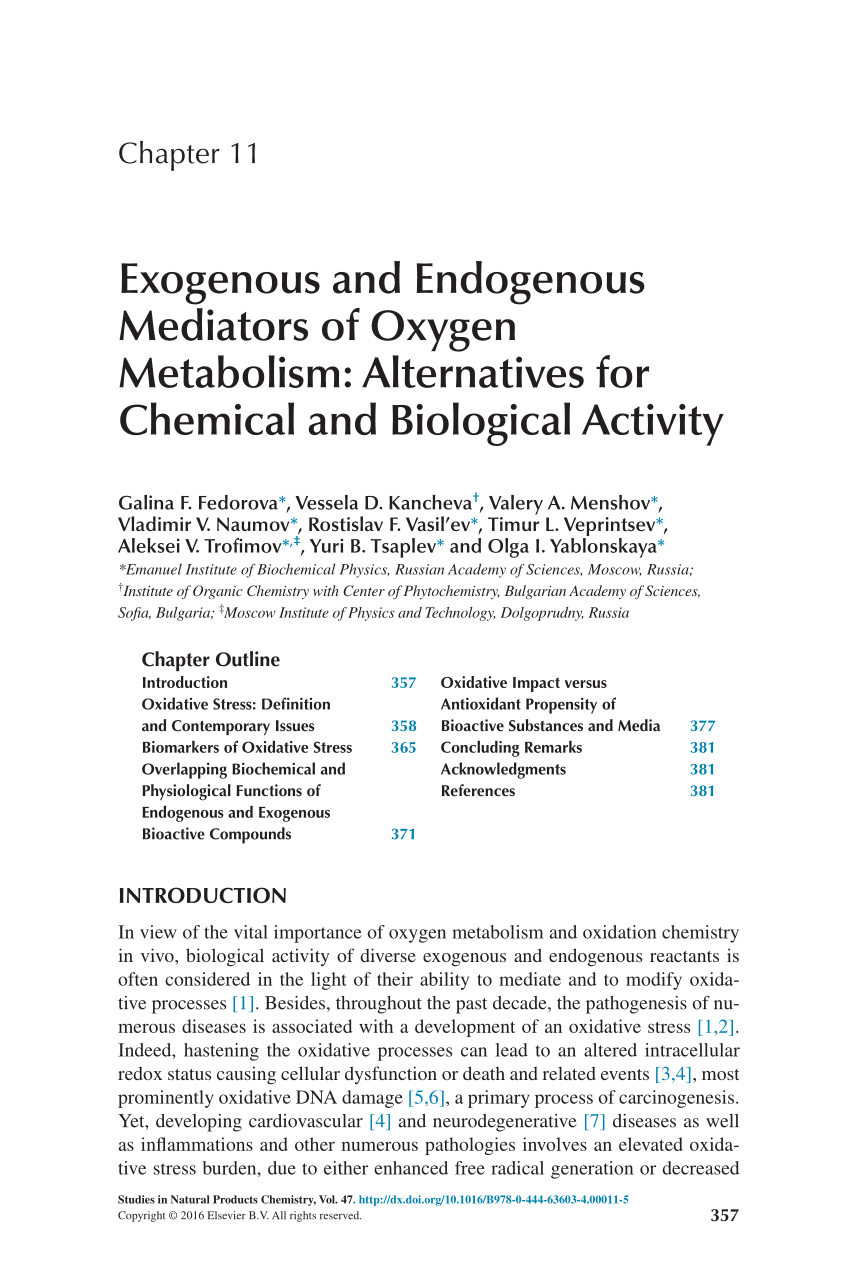 Pdf Exogenous And Endogenous Mediators Of Oxygen Metabolism Images, Photos, Reviews