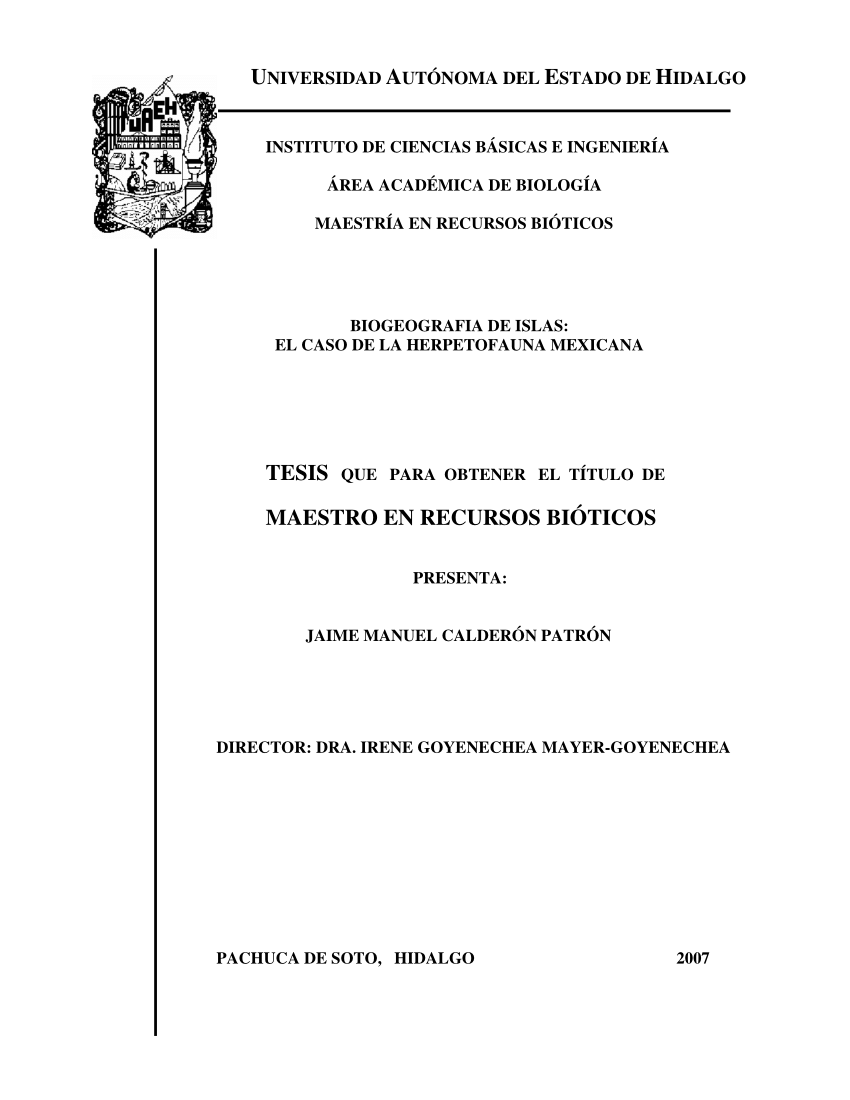 PDF) Biogeografía de Islas: el caso de la herpetofauna mexicana