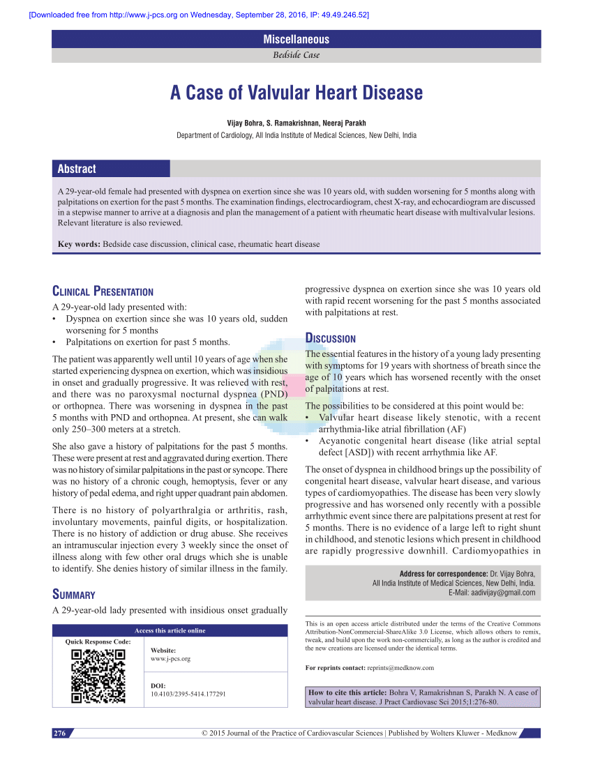 case study of valvular heart disease