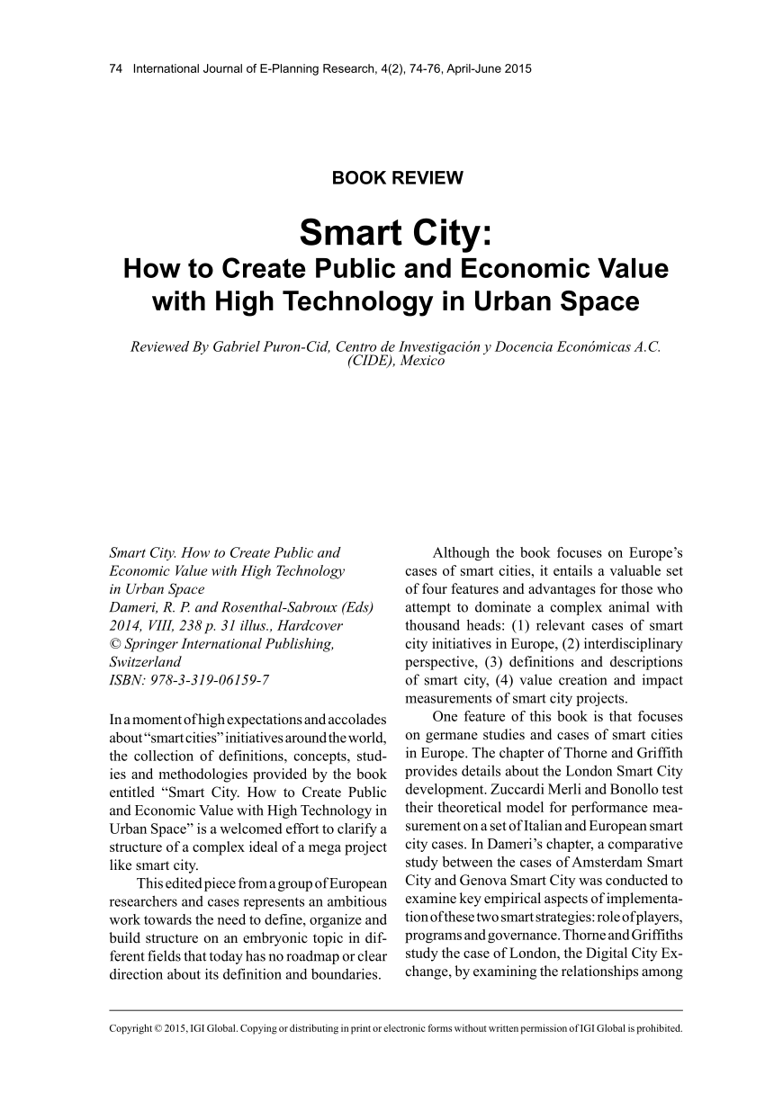 PDF) Smart City: How to Create Public and Economic Value with High 