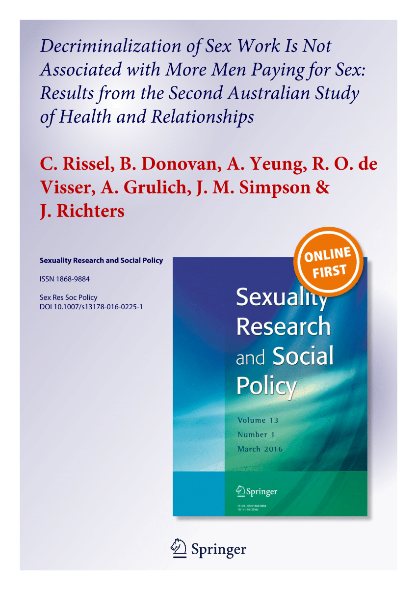 Pdf Decriminalization Of Sex Work Is Not Associated With More Men 9342