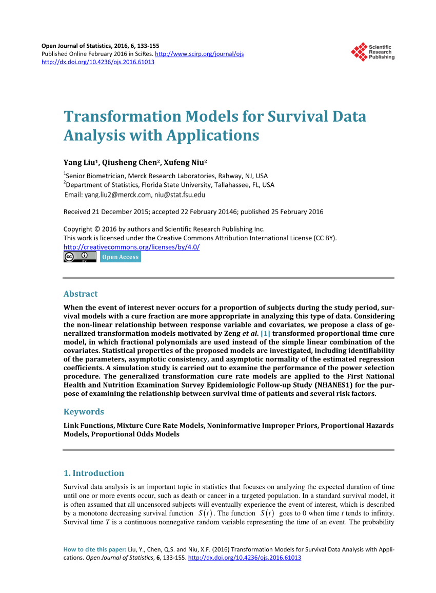 PDF) Transformation Models for Survival Data Analysis with Applications
