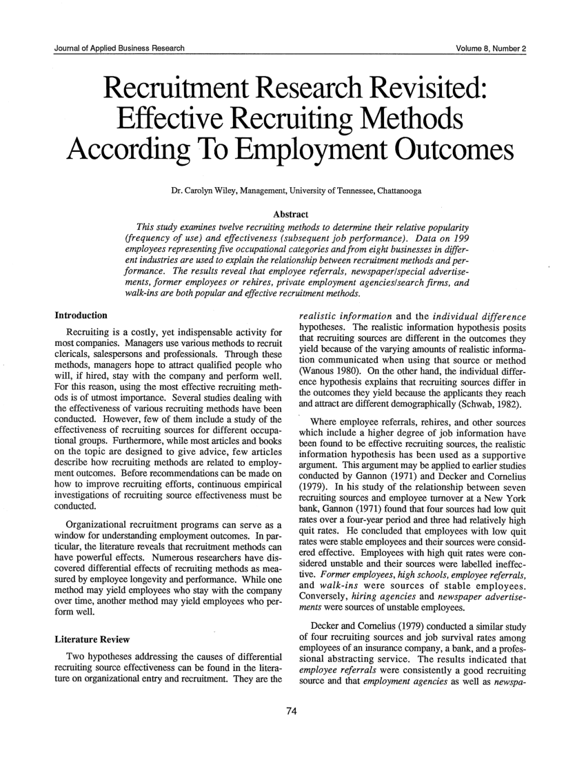 research paper for recruitment