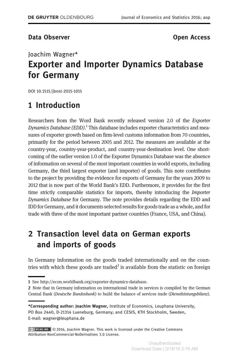 Pdf Exporter And Importer Dynamics Database For Germany