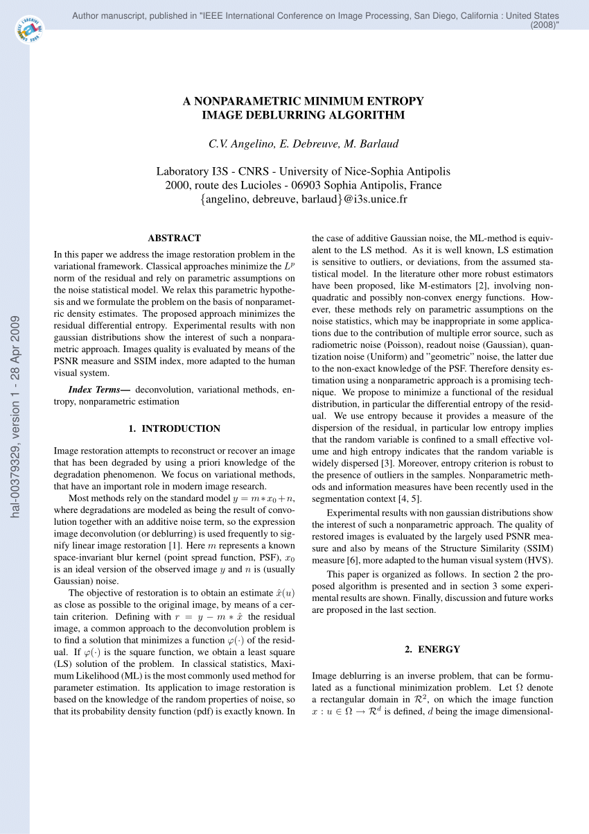 Pdf Image Restoration Using A Knn Variant Of The Mean Shift