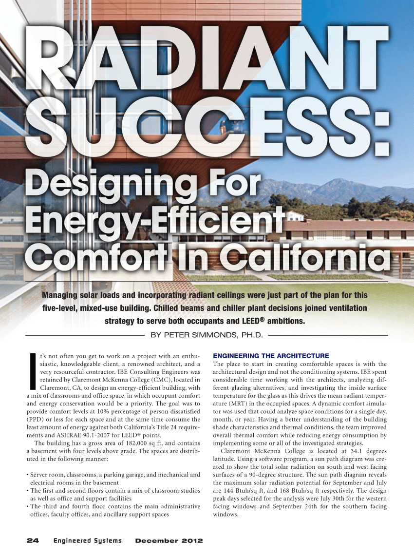 Pdf Radiant Success Designing For Energy Efficient Comfort In