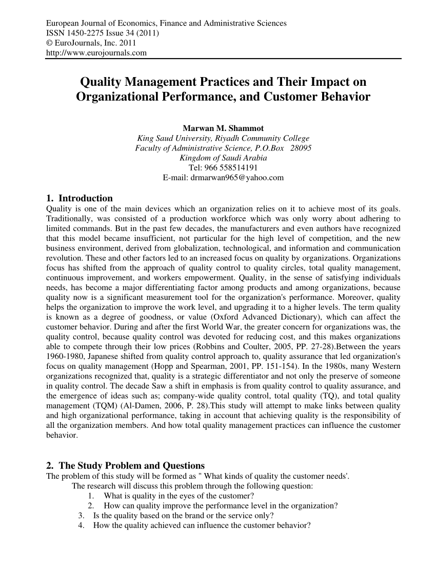 quality management research papers