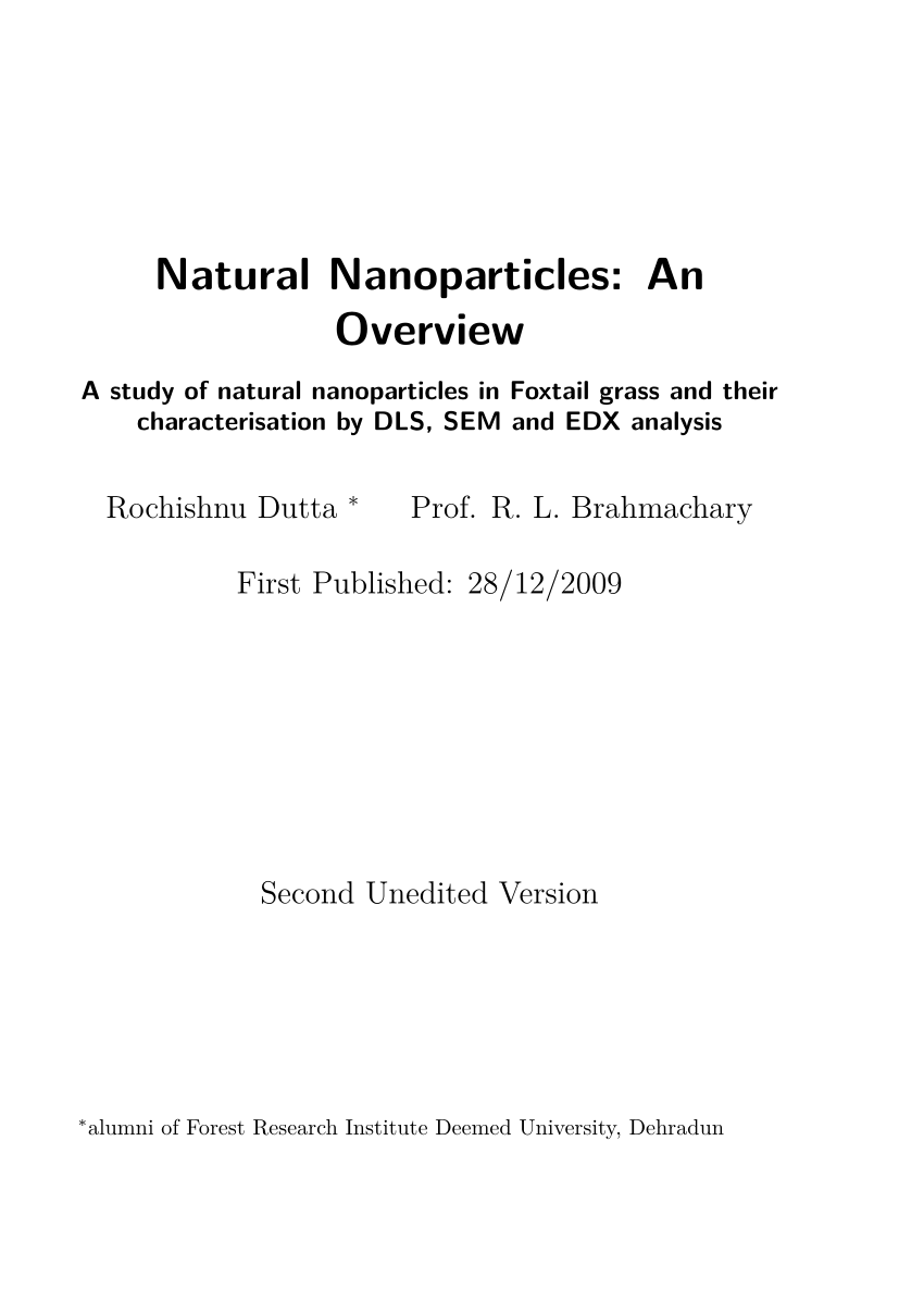 properties of nanoparticles research paper