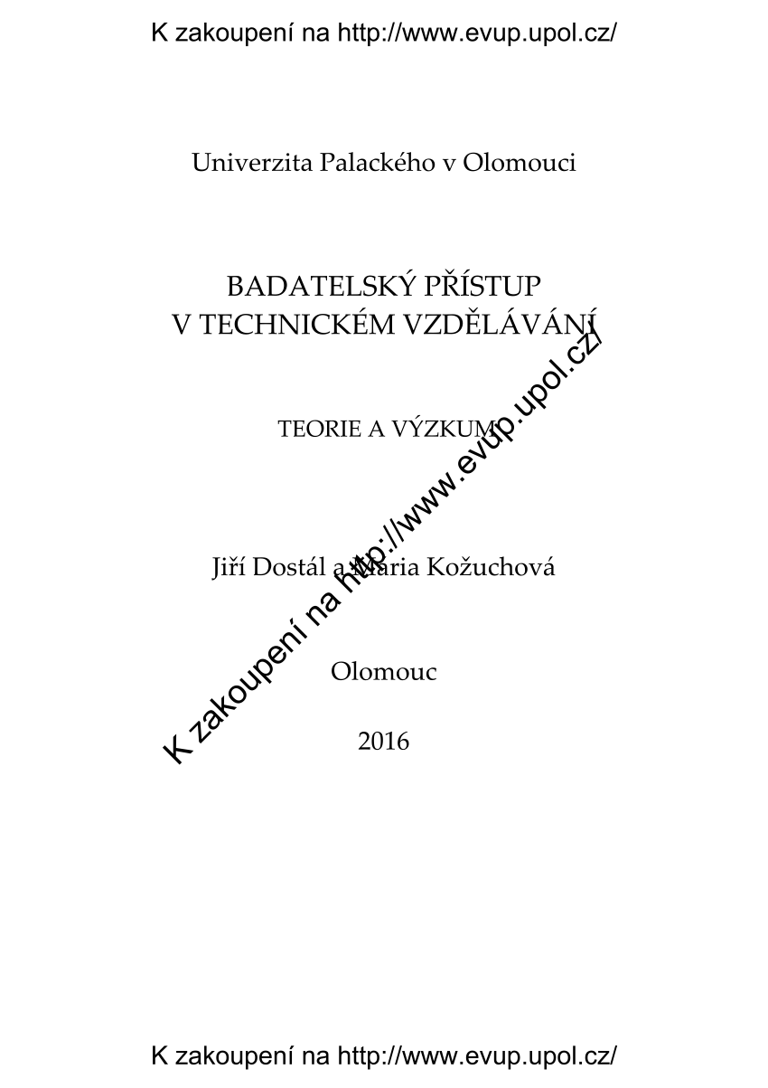 PDF Badatelsk p stup v technick m vzd l v n