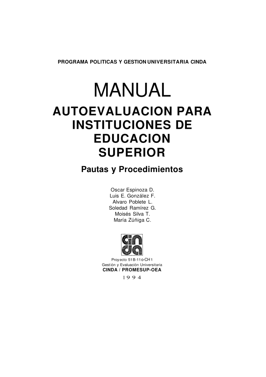 PDF) Manual de autoevaluacin para las instituciones de educacin ...