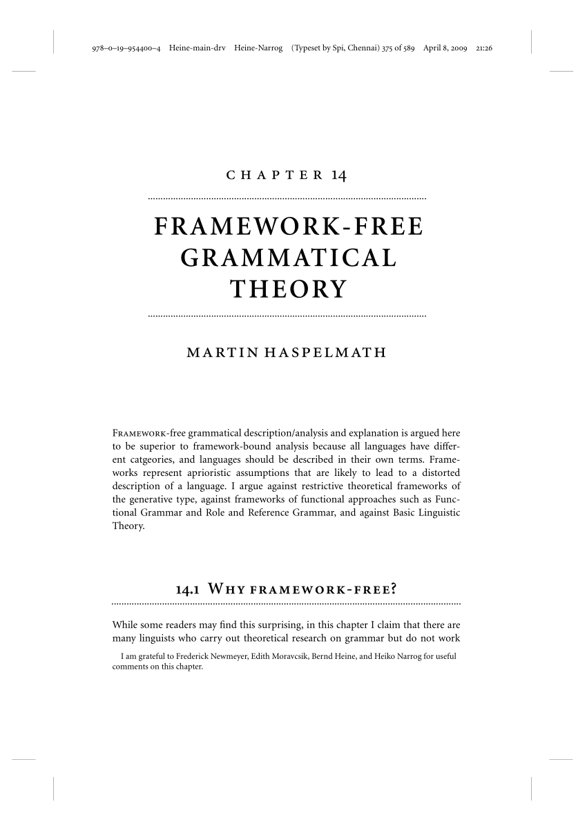 PDF) Framework-Free Grammatical Theory