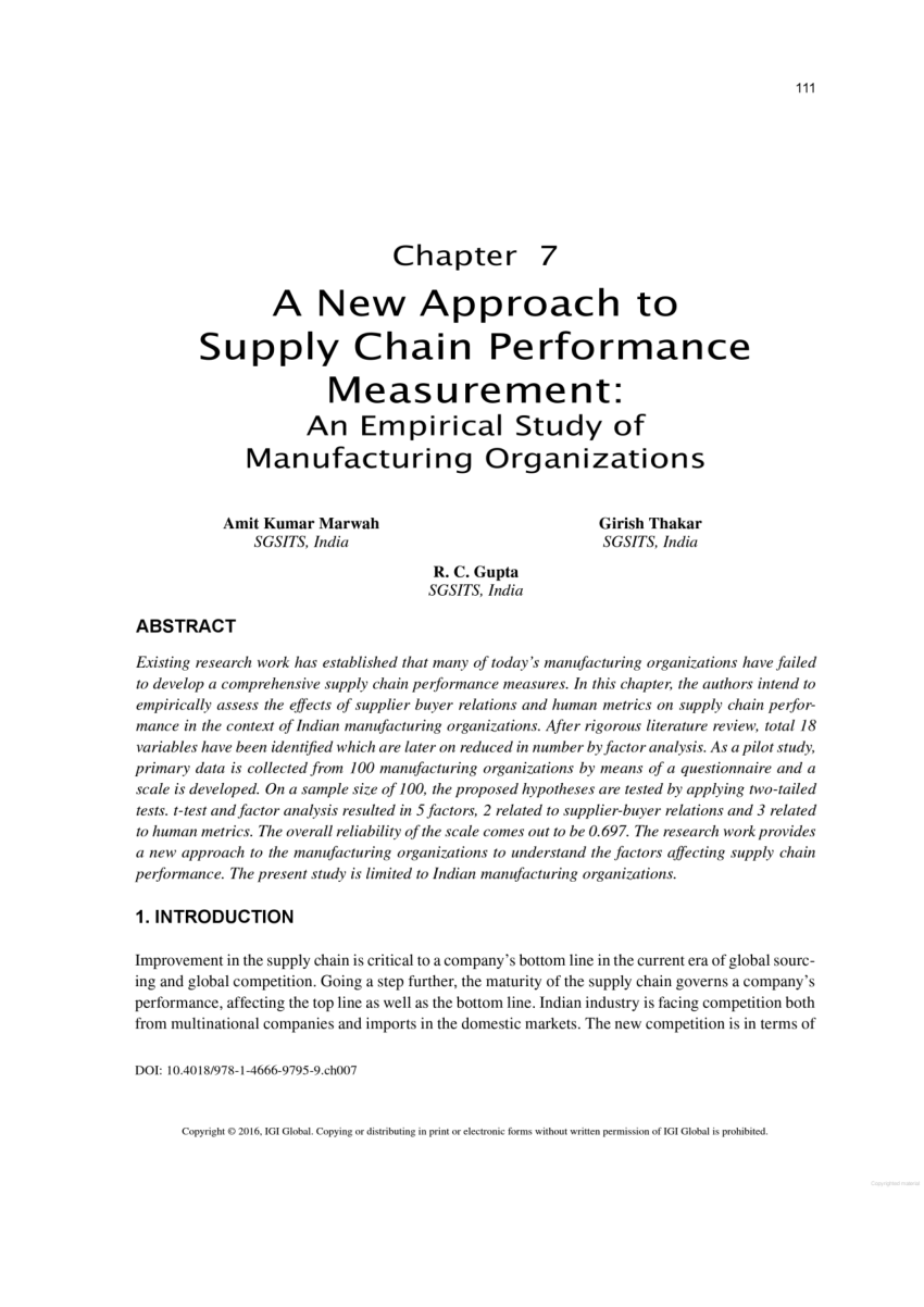thesis performance measurement supply chain