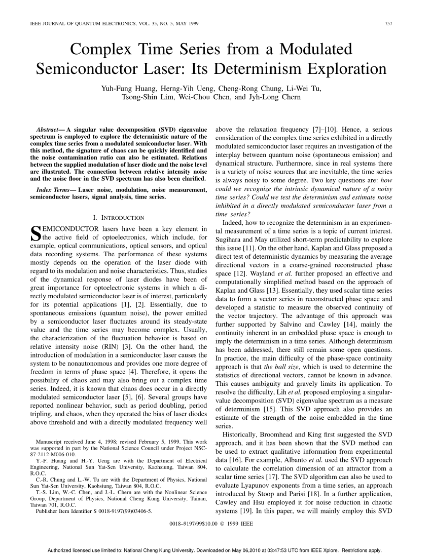 (PDF) Complex time series from a modulated semiconductor laser Its