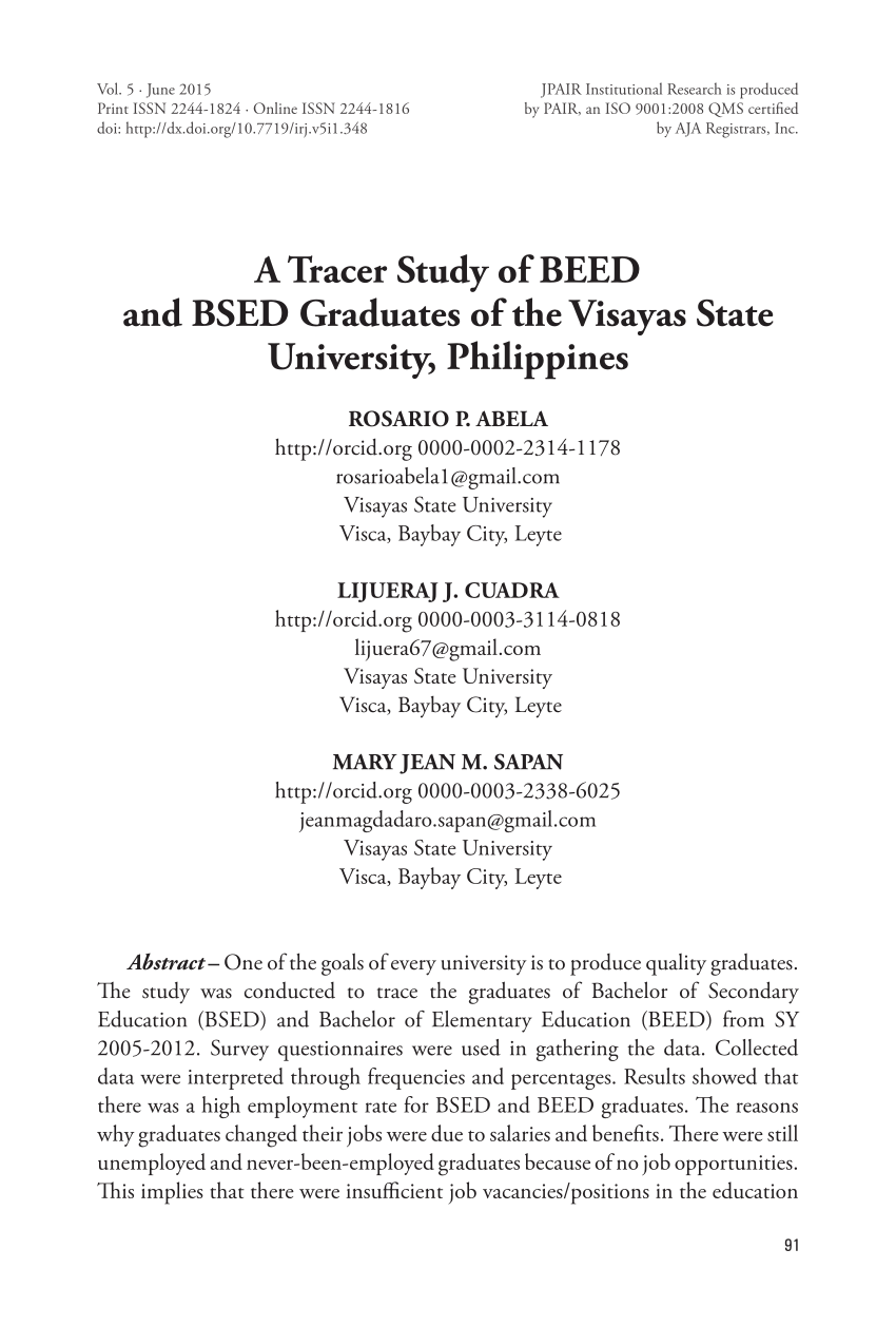 graduate tracer study thesis in the philippines