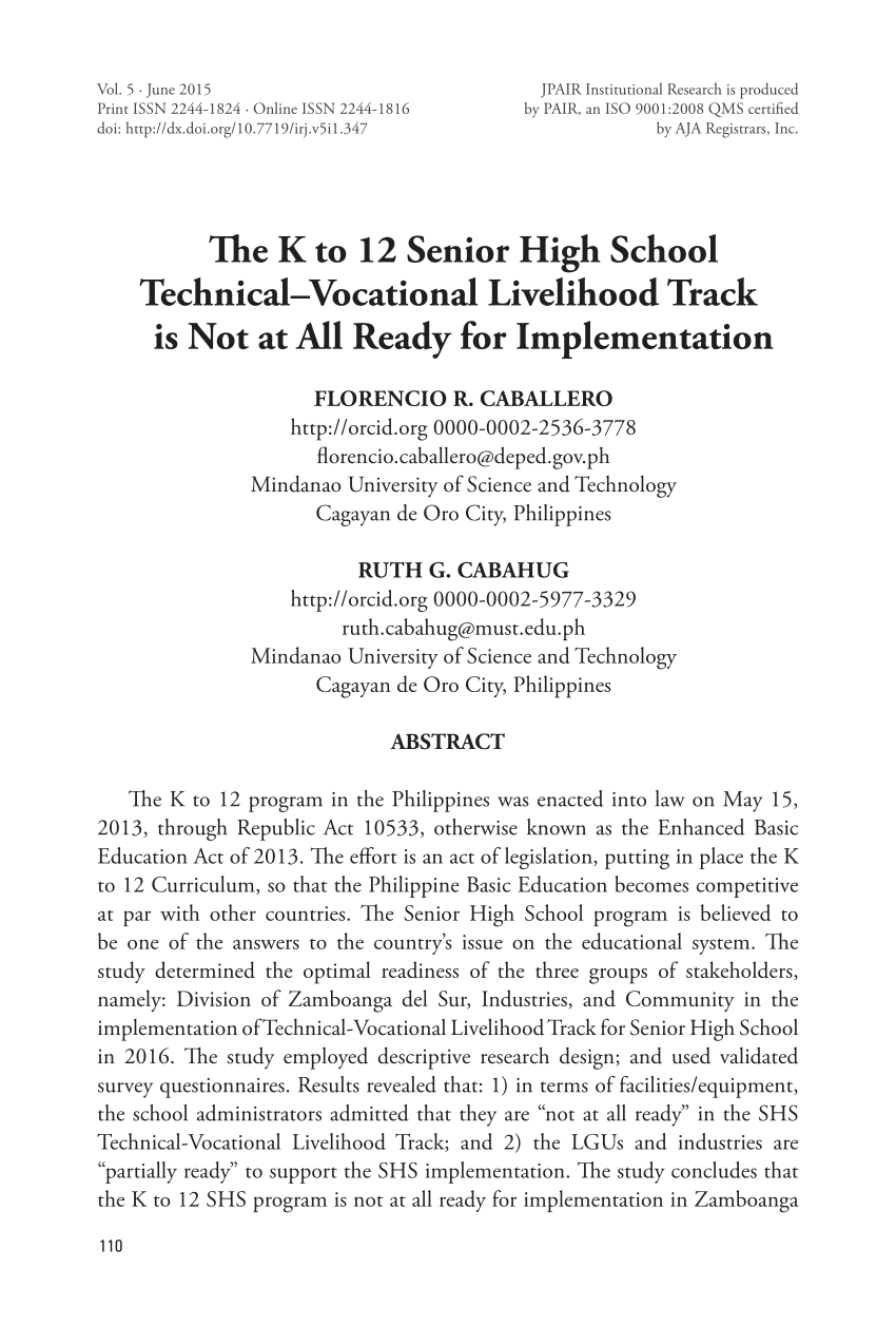sample thesis title about technology and livelihood education