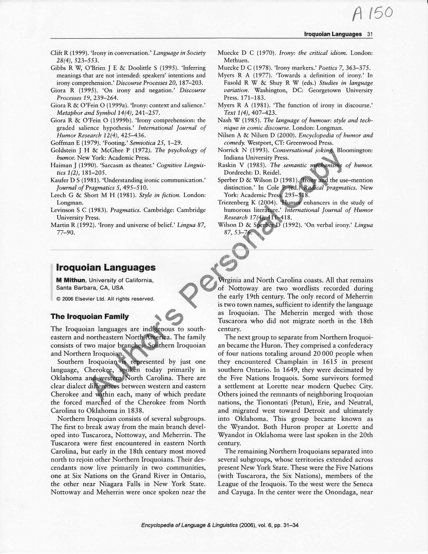 (PDF) Iroquoian Languages