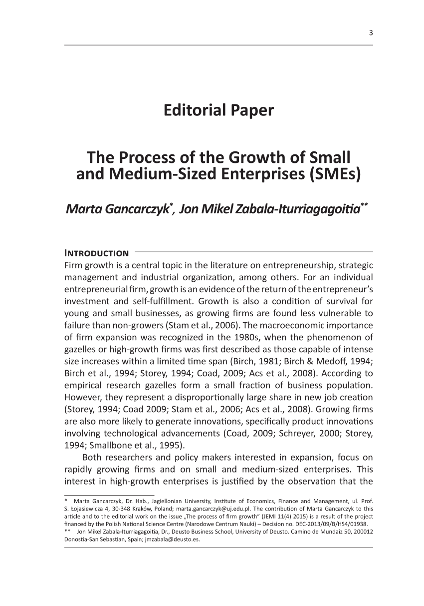 Small and medium-size enterprises: Access to finance as a growth