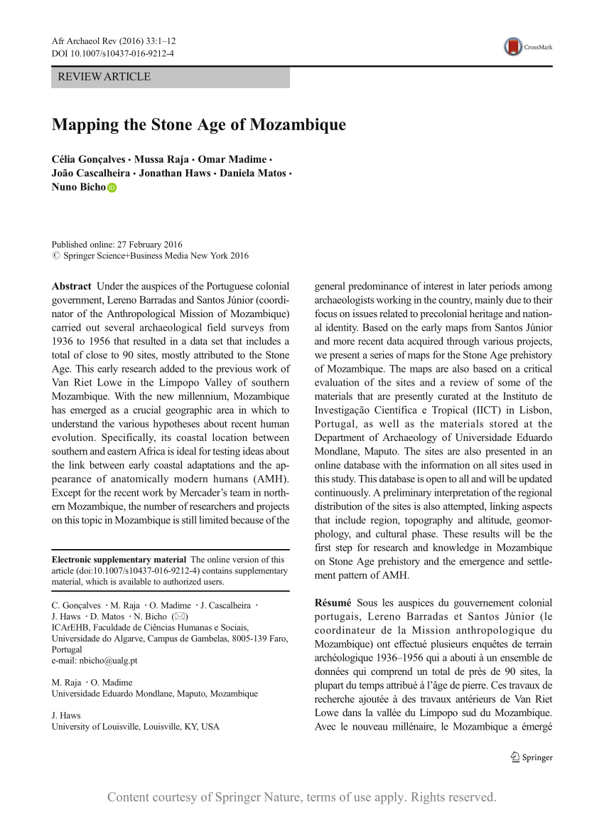 Mapping The Stone Age Of Mozambique Request Pdf