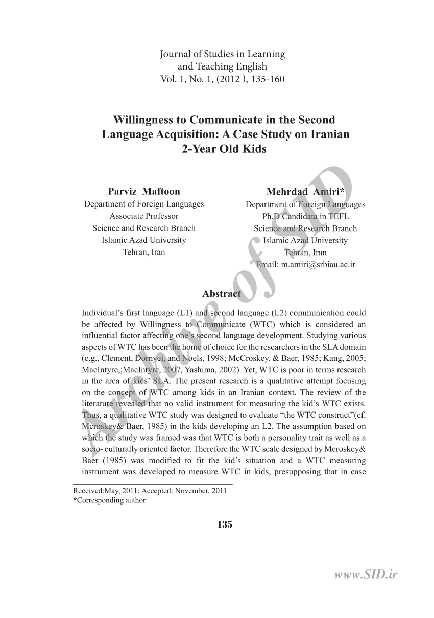 second language acquisition case study