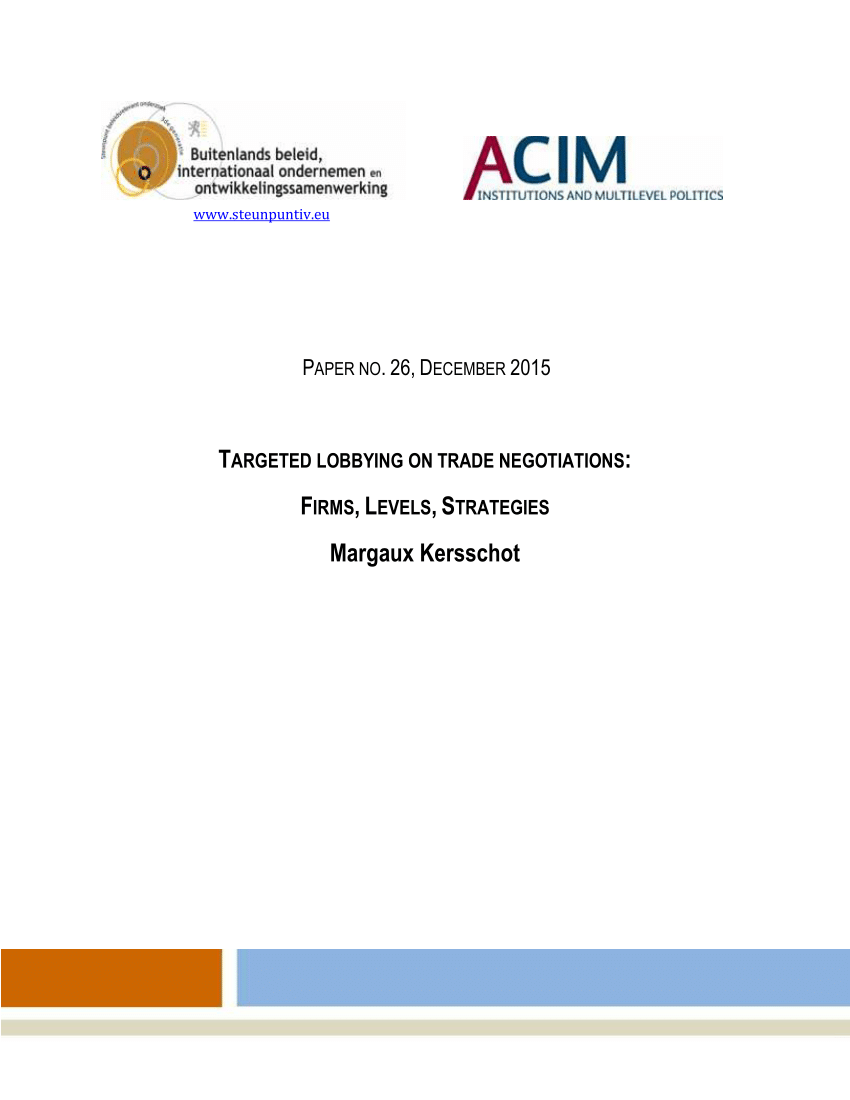 Pdf Targeted Lobbying On Trade Negotiations Firms Levels