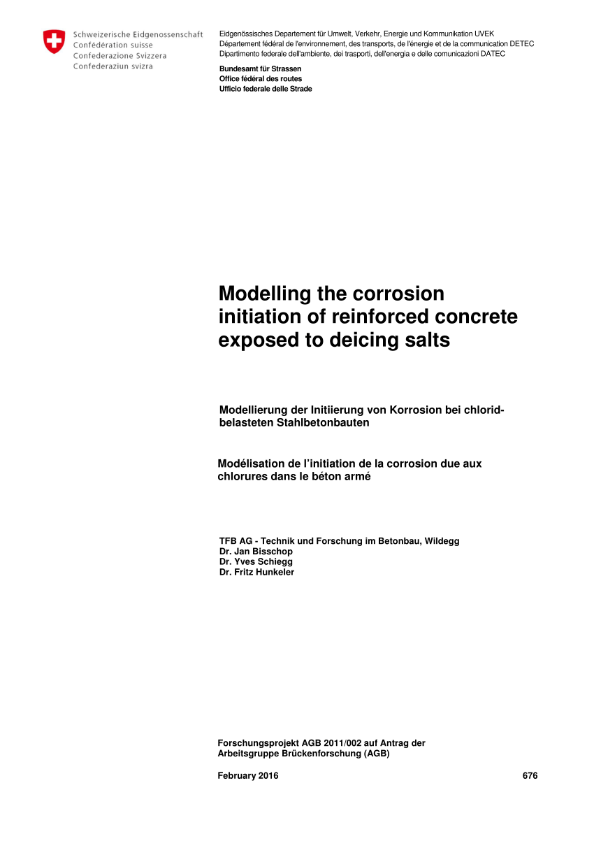 PDF) Modelling the corrosion initiation of reinforced concrete ...