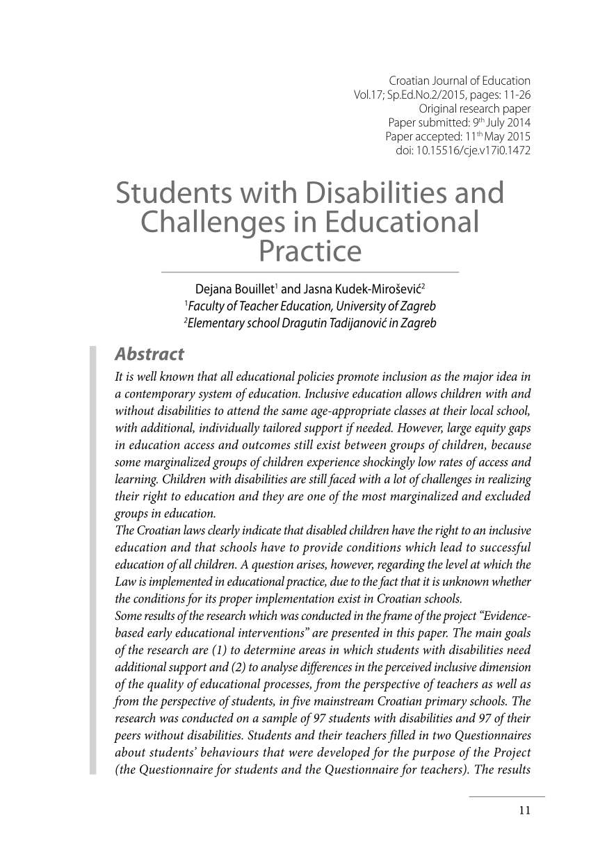 research paper on students with disabilities