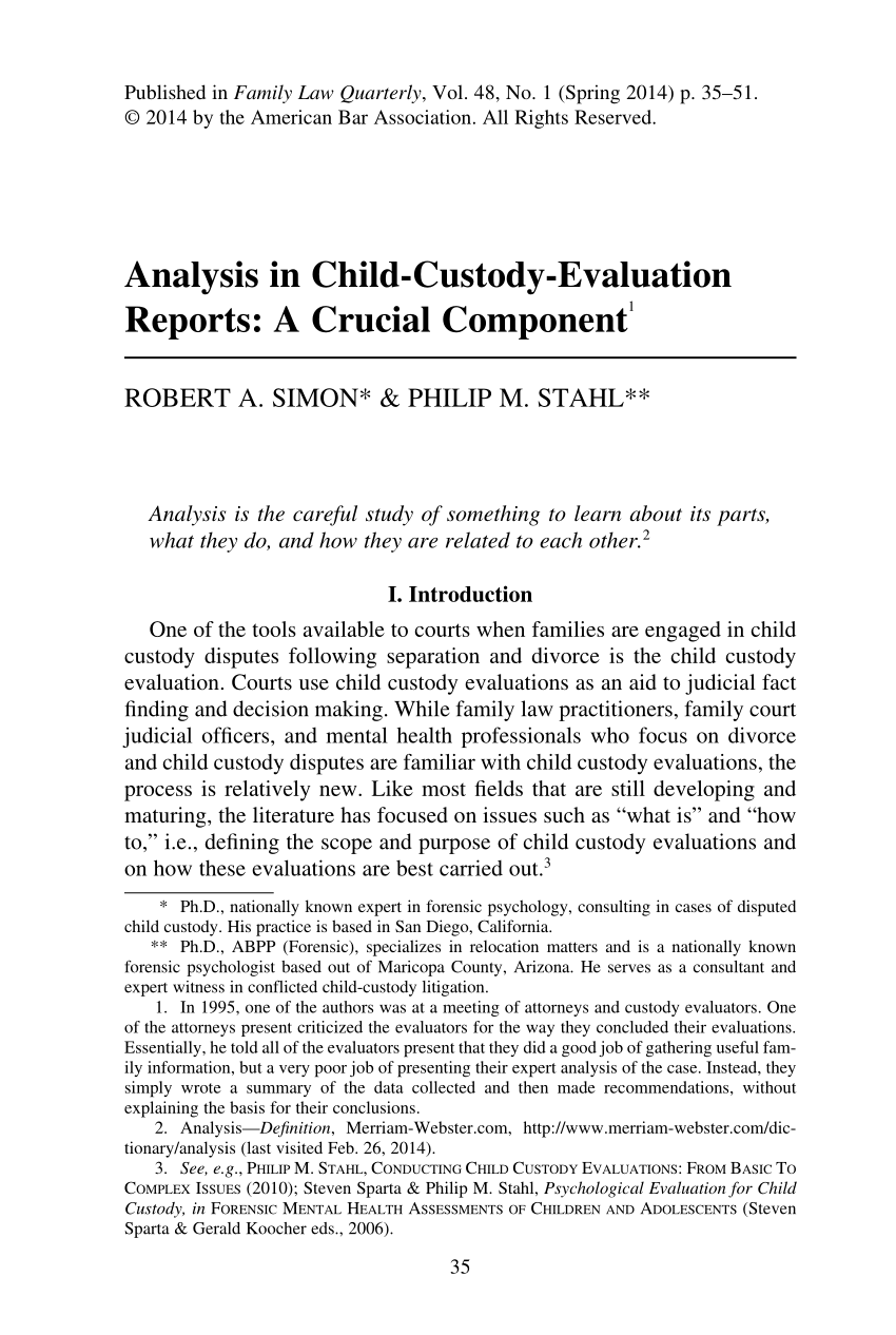 custody evaluation carol schwartz