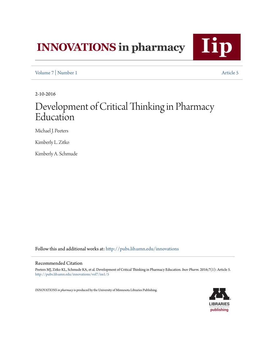 why is critical thinking important in pharmacy