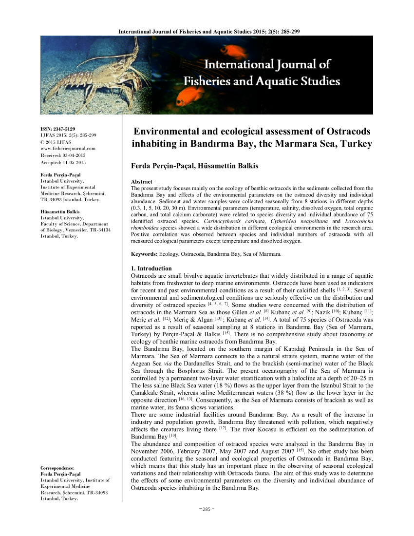 PDF) Environmental and ecological assesment of Ostracods ...
