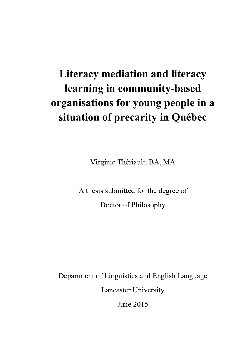 pdf literacy mediation and literacy learning in community based organisations for young people in a situation of precarity in quebec