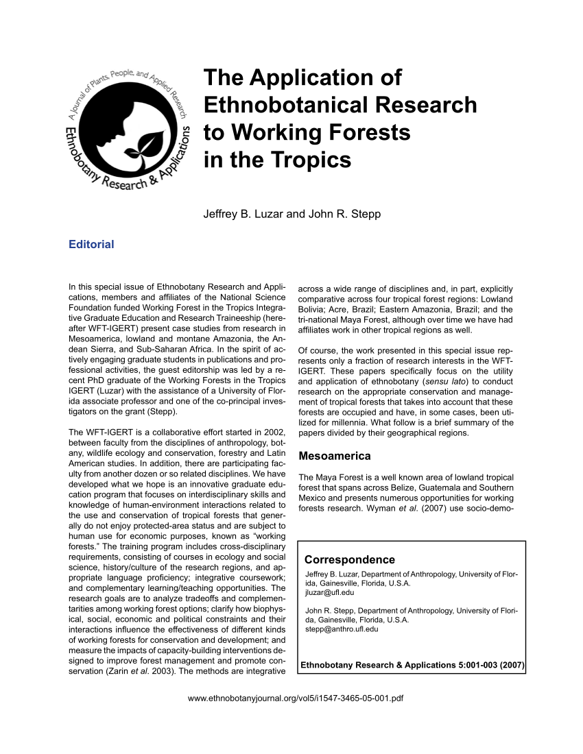 ethnobotany research and applications