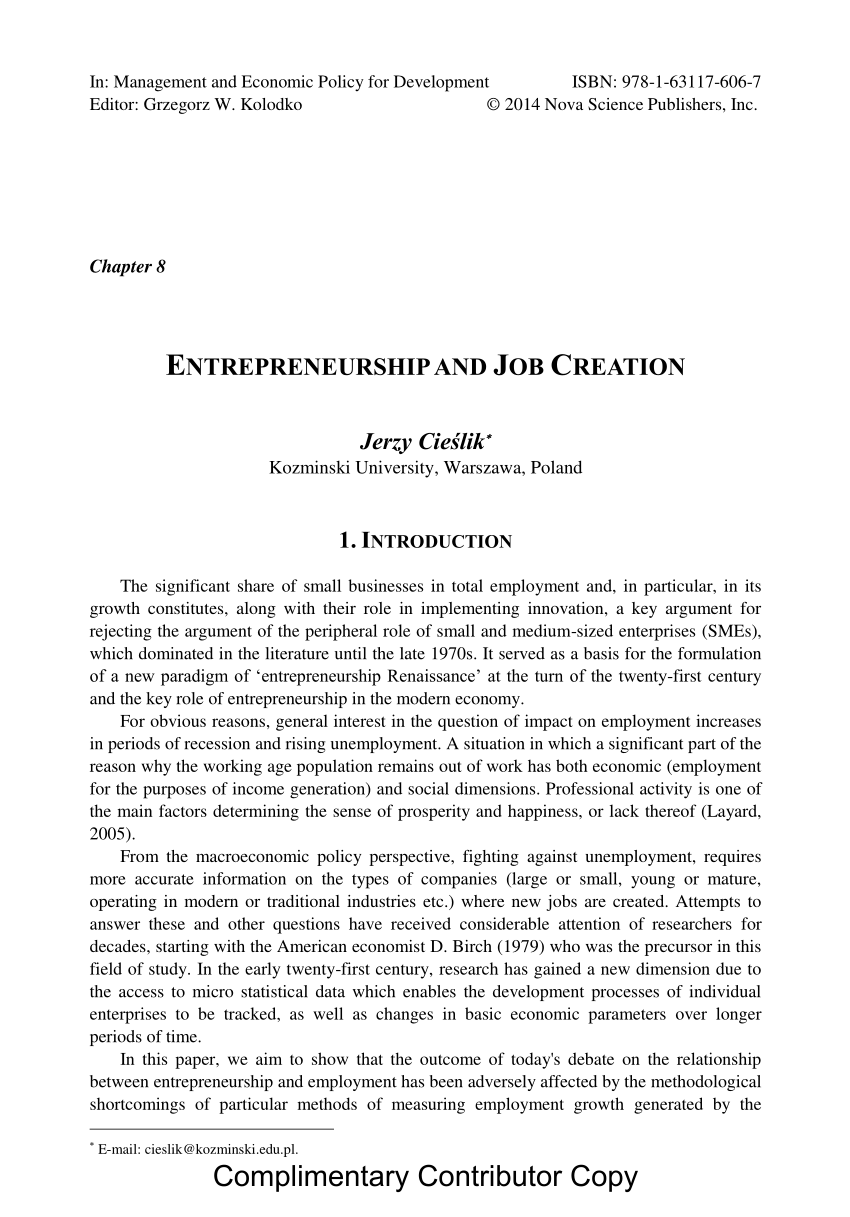 thesis on job creation